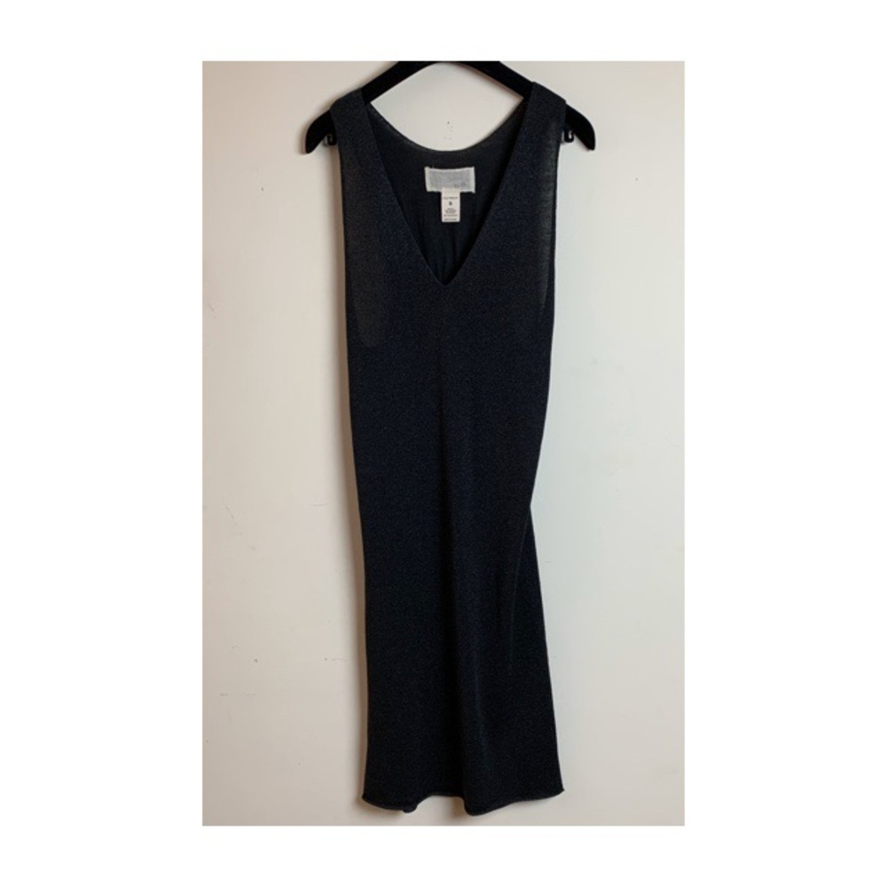 YAYA SLINKY SILK BLACK METALLIC COCKTAIL DRESS